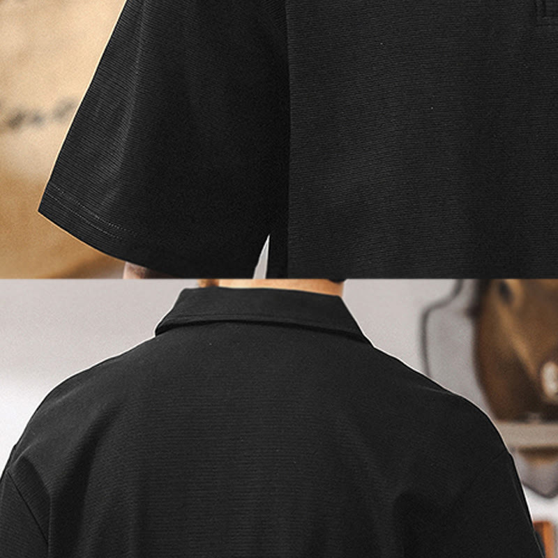 Olivenorma Mens Short Sleeve Cotton Blend Zip Closure Loose Fit Polo Shirt - image 15