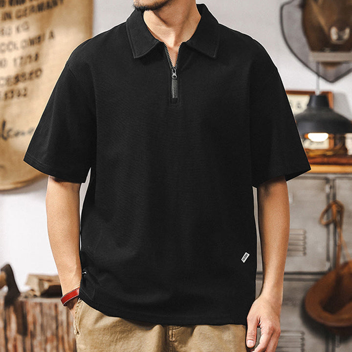 Olivenorma Mens Short Sleeve Cotton Blend Zip Closure Loose Fit Polo Shirt - image 9