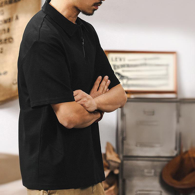 Olivenorma Mens Short Sleeve Cotton Blend Zip Closure Loose Fit Polo Shirt - image 11