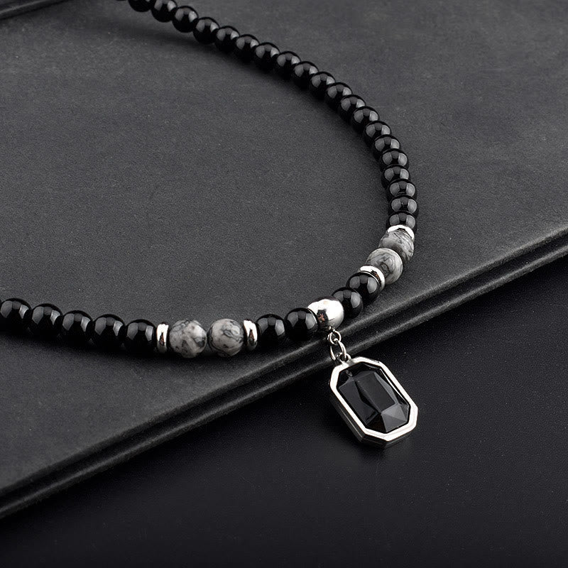 Olivenorma Black Onyx Natural Stone Beads Men Necklace - image 16