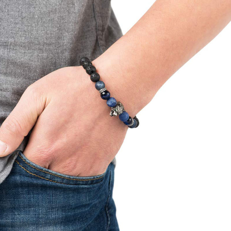 Olivenorma Fenrir Wolf Head Inner-Strength Protection Gemstone Bracelet - image 2