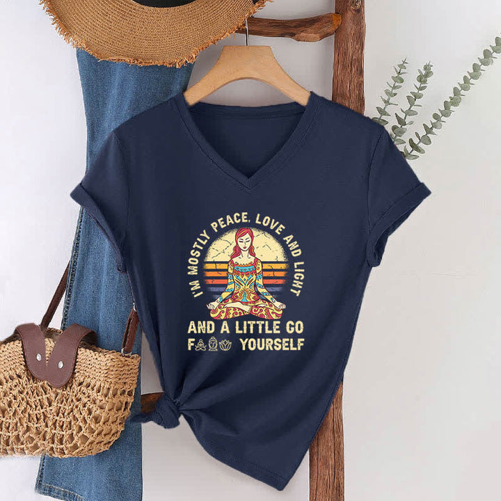 Olivenorma "I'm Mostly Peace, Love and Light" Yoga T-Shirt - image 8