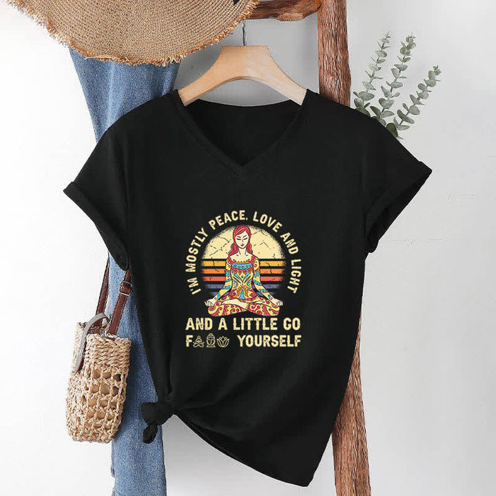 Olivenorma "I'm Mostly Peace, Love and Light" Yoga T-Shirt - image 3