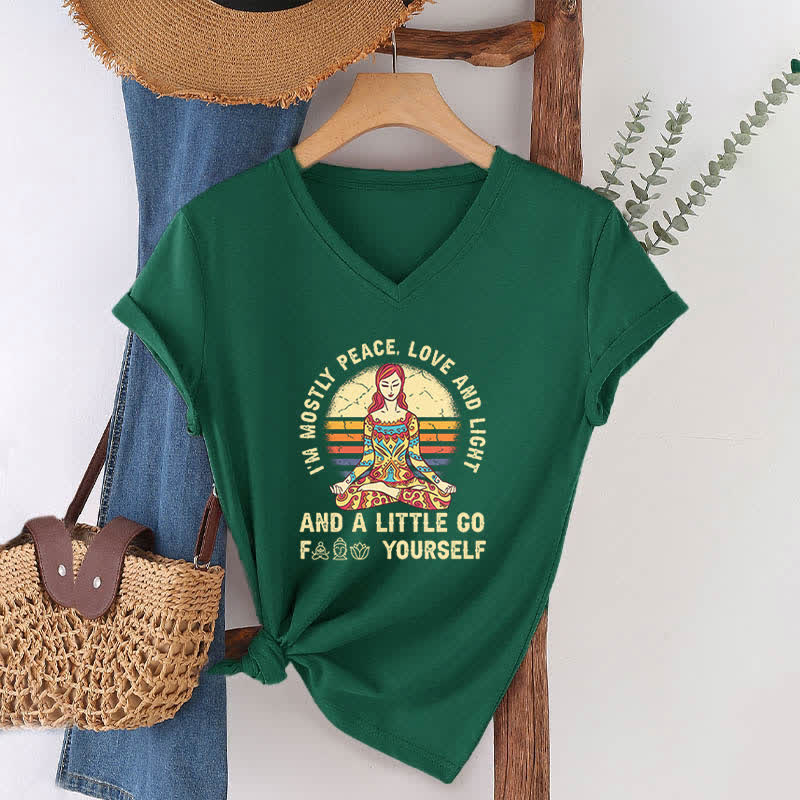 Olivenorma "I'm Mostly Peace, Love and Light" Yoga T-Shirt - image 11