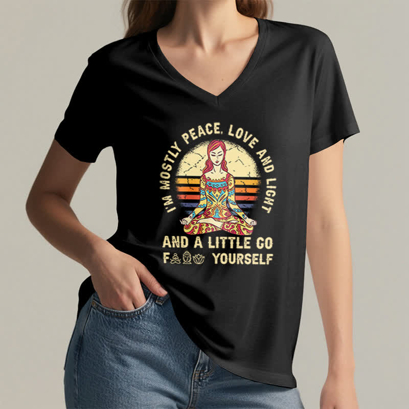 Olivenorma "I'm Mostly Peace, Love and Light" Yoga T-Shirt - image 2