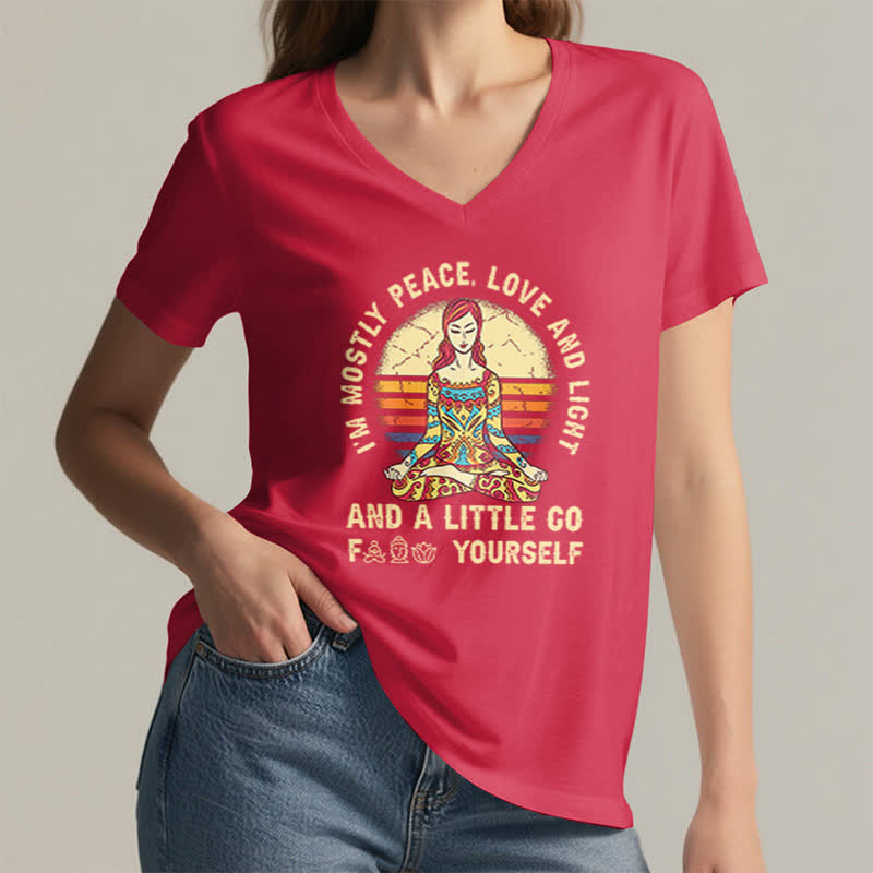 Olivenorma "I'm Mostly Peace, Love and Light" Yoga T-Shirt - image 19
