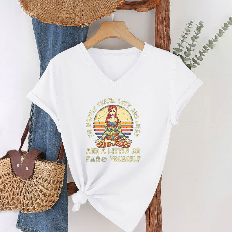 Olivenorma "I'm Mostly Peace, Love and Light" Yoga T-Shirt - image 5