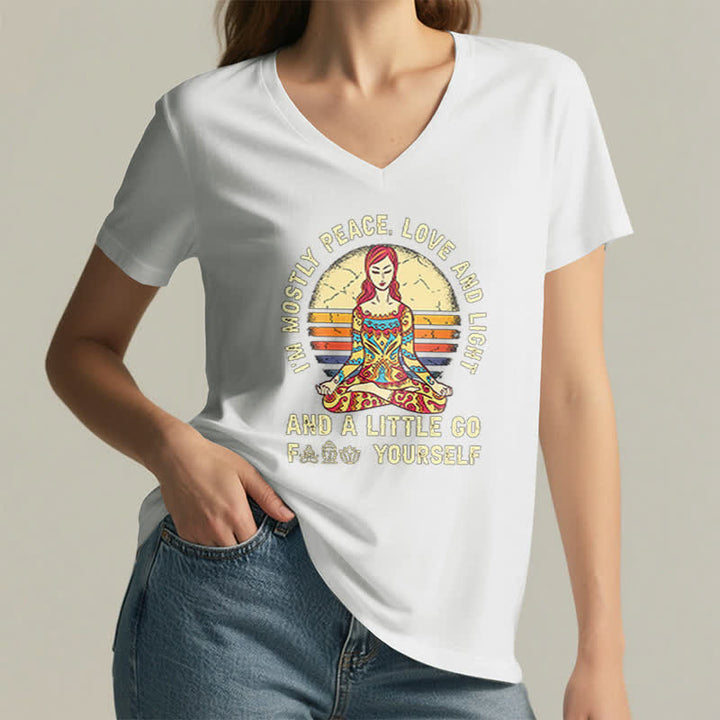 Olivenorma "I'm Mostly Peace, Love and Light" Yoga T-Shirt - image 4