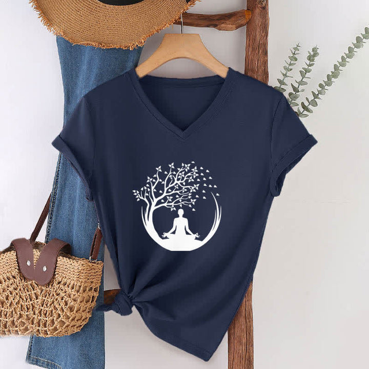 Olivenorma Yoga Meditation Pilates Namaste V-Neck T-Shirt - image 4