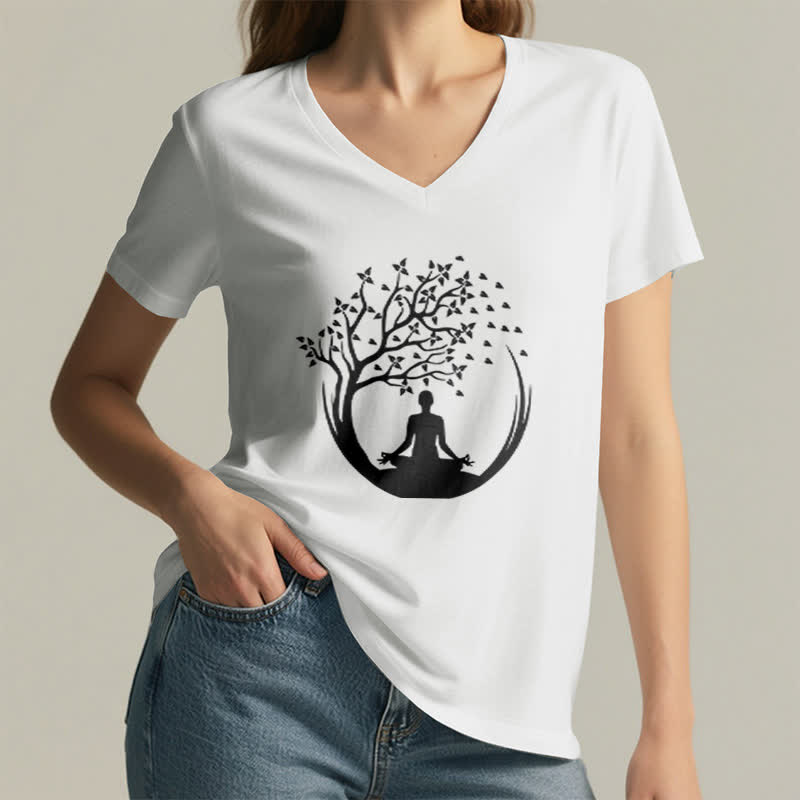 Olivenorma Yoga Meditation Pilates Namaste V-Neck T-Shirt - image 2