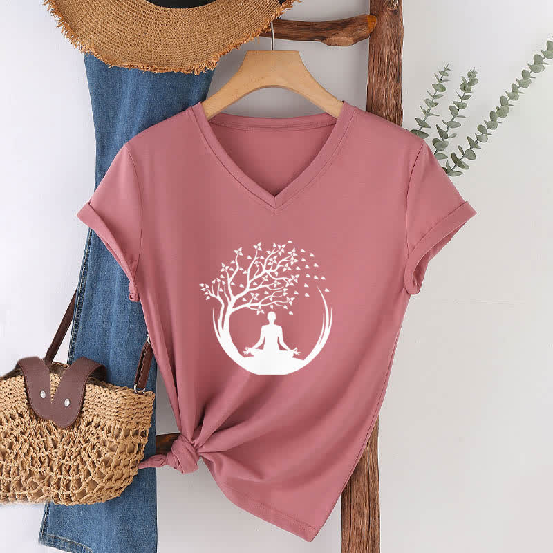 Olivenorma Yoga Meditation Pilates Namaste V-Neck T-Shirt - image 18