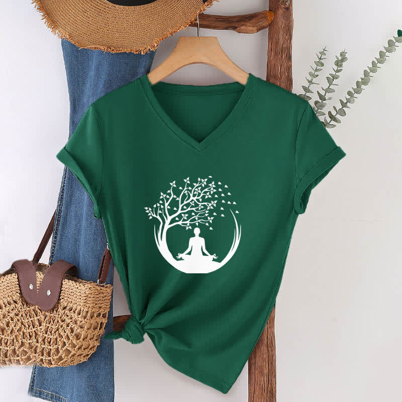 Olivenorma Yoga Meditation Pilates Namaste V-Neck T-Shirt - image 6