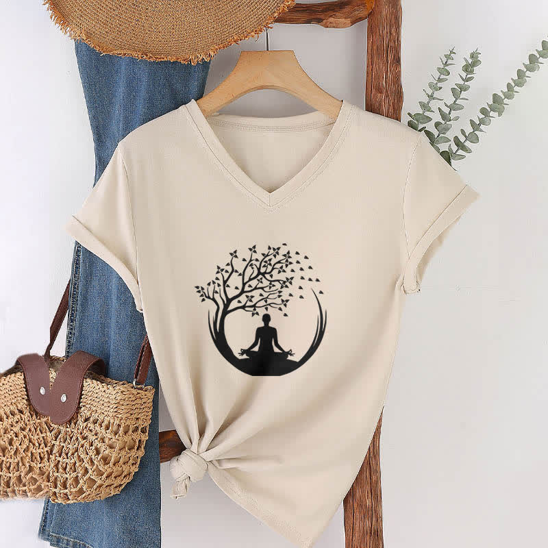 Olivenorma Yoga Meditation Pilates Namaste V-Neck T-Shirt - image 22