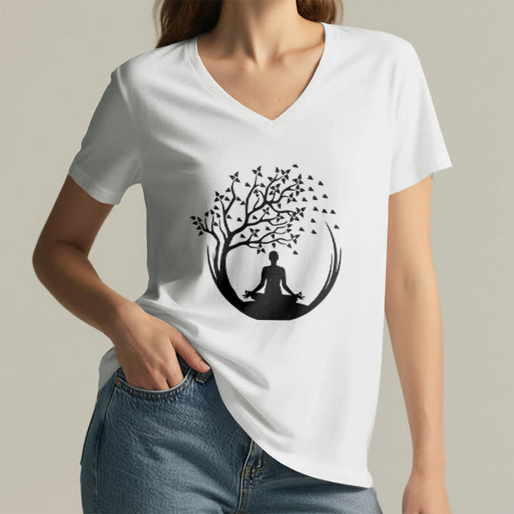 Olivenorma Yoga Meditation Pilates Namaste V-Neck T-Shirt - image 1