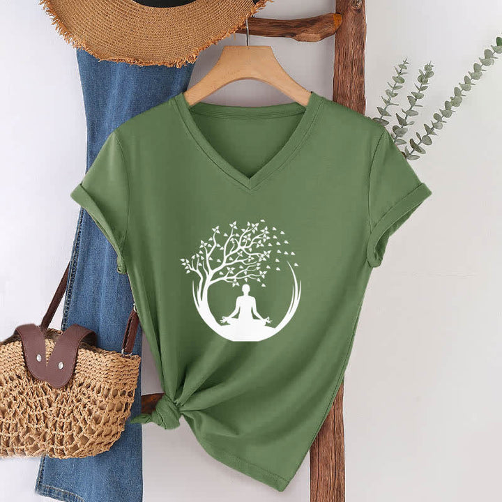 Olivenorma Yoga Meditation Pilates Namaste V-Neck T-Shirt - image 8