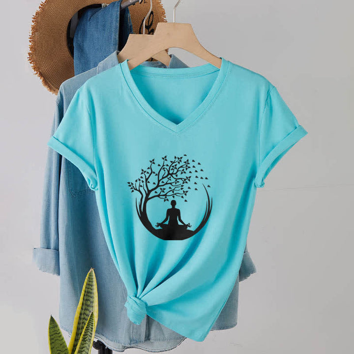 Olivenorma Yoga Meditation Pilates Namaste V-Neck T-Shirt - image 24