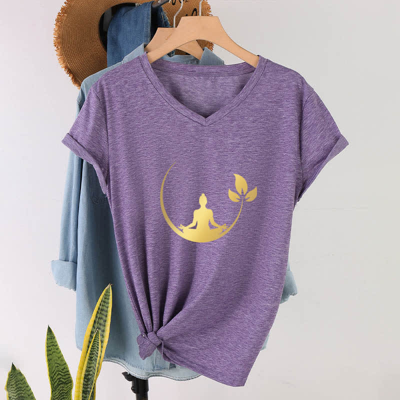 Olivenorma Yoga Lotus Buddha Meditation V-Neck T-Shirt - image 28