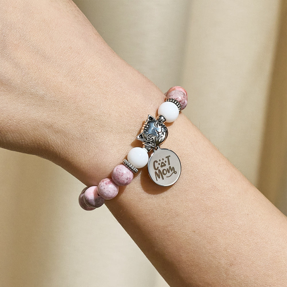 Olivenorma Proud Cat Mom Handmade Cat Lover Crystal Bracelet - image 2