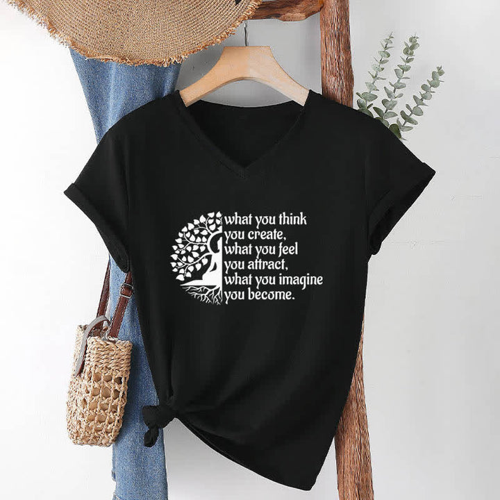 Olivenorma "What You Think You Create" V-Neck T-Shirt - Black - 2XL - image 10