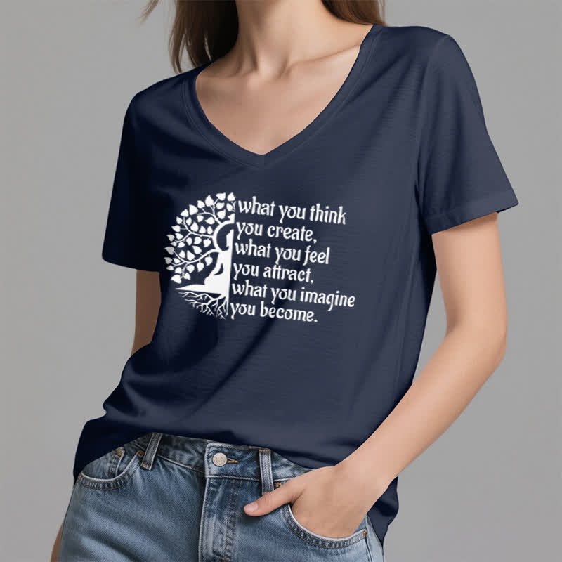 Olivenorma "What You Think You Create" V-Neck T-Shirt - image 3