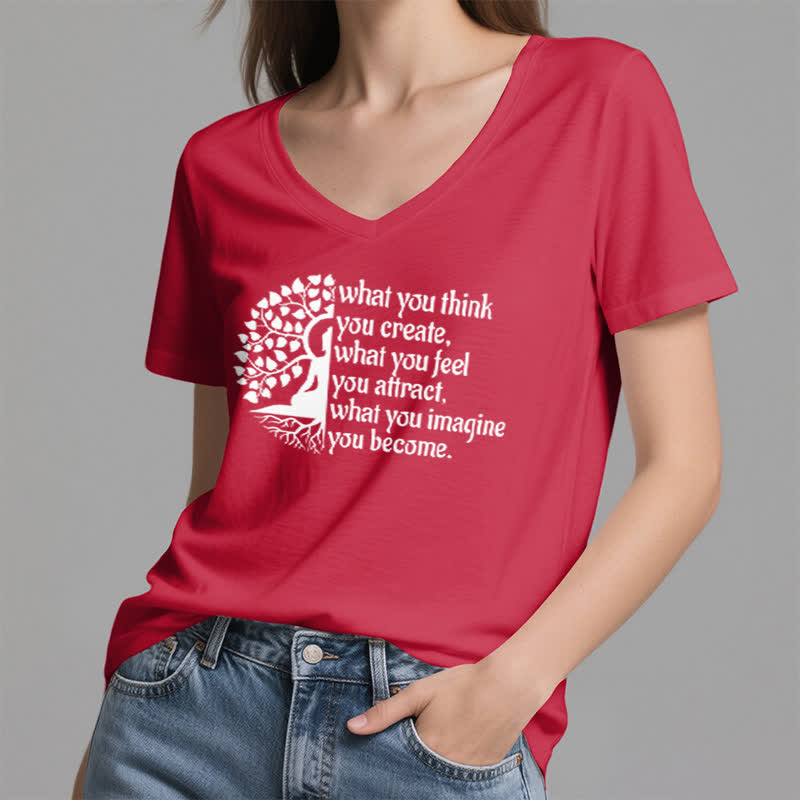 Olivenorma "What You Think You Create" V-Neck T-Shirt - image 13