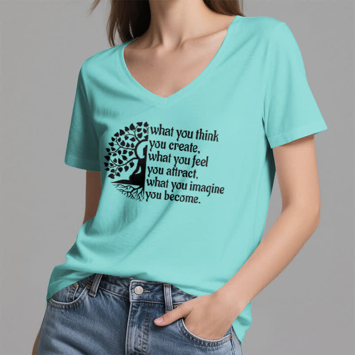 Olivenorma "What You Think You Create" V-Neck T-Shirt - image 23