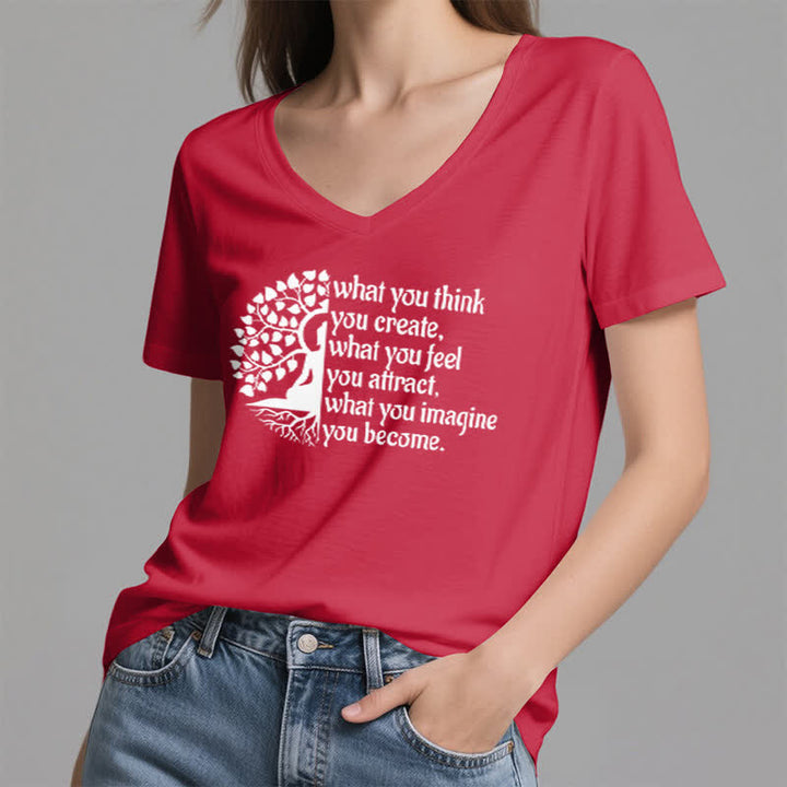 Olivenorma "What You Think You Create" V-Neck T-Shirt - image 13