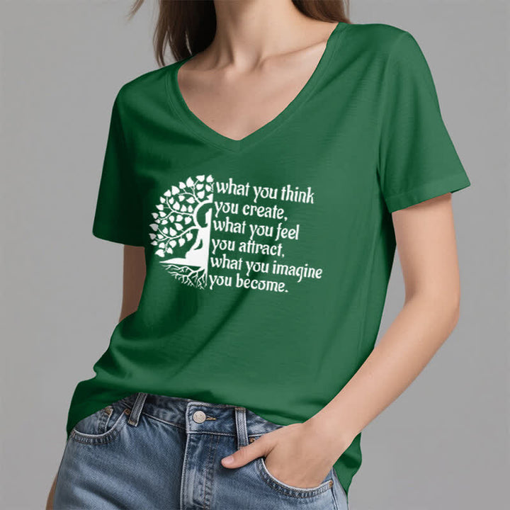 Olivenorma "What You Think You Create" V-Neck T-Shirt - image 5