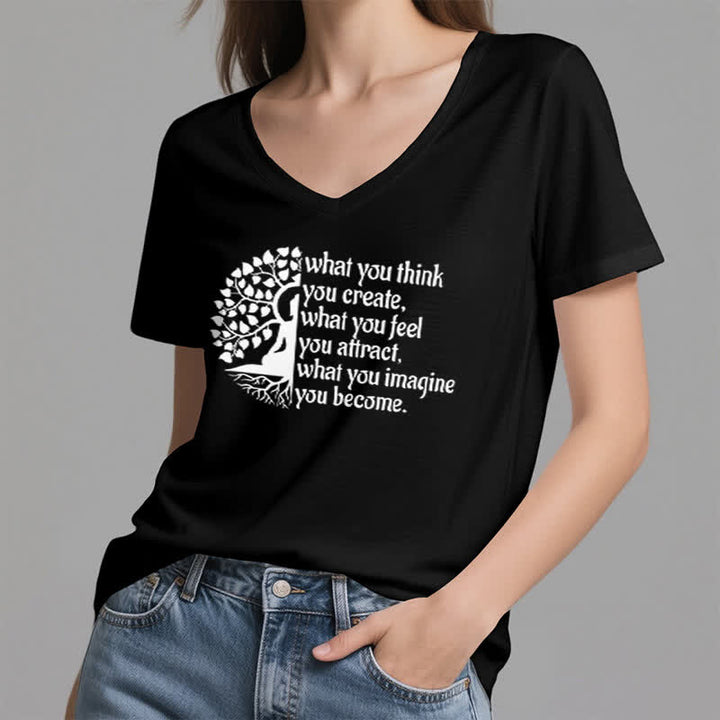 Olivenorma "What You Think You Create" V-Neck T-Shirt - image 11