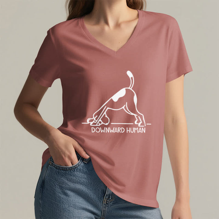 Olivenorma Downward-Facing Dog Yoga V-Neck T-Shirt - image 17