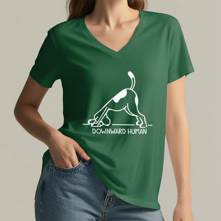 Olivenorma Downward-Facing Dog Yoga V-Neck T-Shirt - image 7