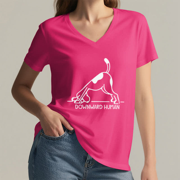 Olivenorma Downward-Facing Dog Yoga V-Neck T-Shirt - image 19