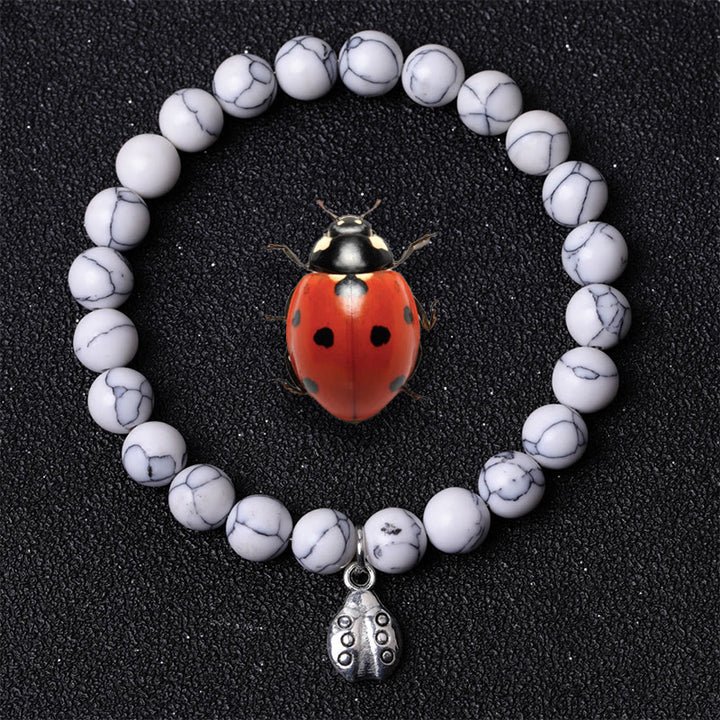 Olivenorma Lucky 7 Ladybug Charm Gemstone Bracelet - Howlite - image 49