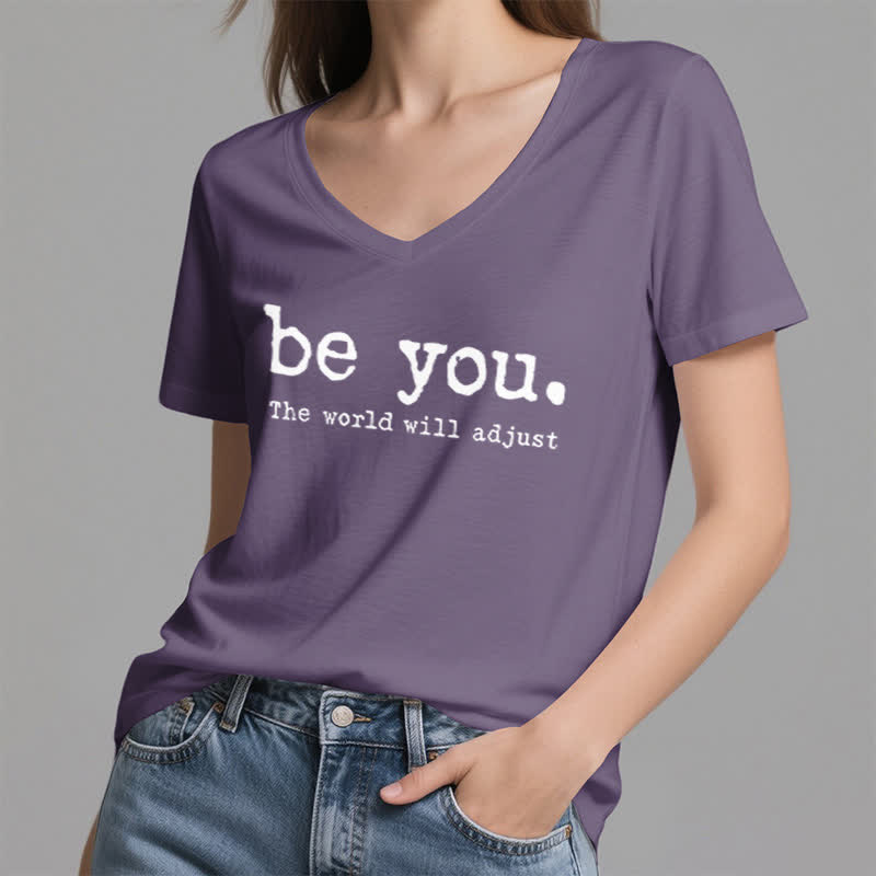 Olivenorma "Be You The World Will Adjust" V-Neck T-Shirt - image 1