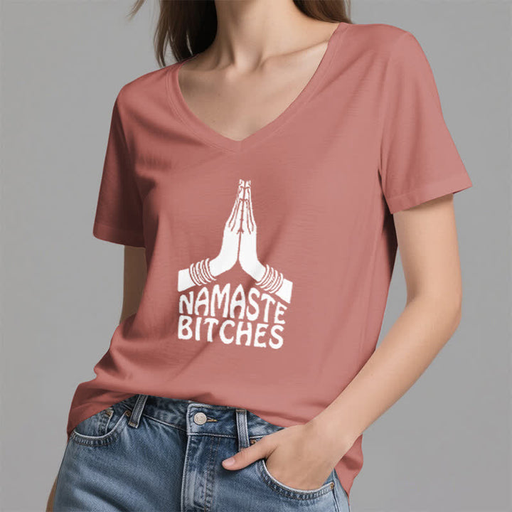 Olivenorma Funny Namaste Meditation Yoga V-Neck T-Shirt - image 18