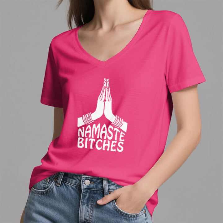 Olivenorma Funny Namaste Meditation Yoga V-Neck T-Shirt - image 20