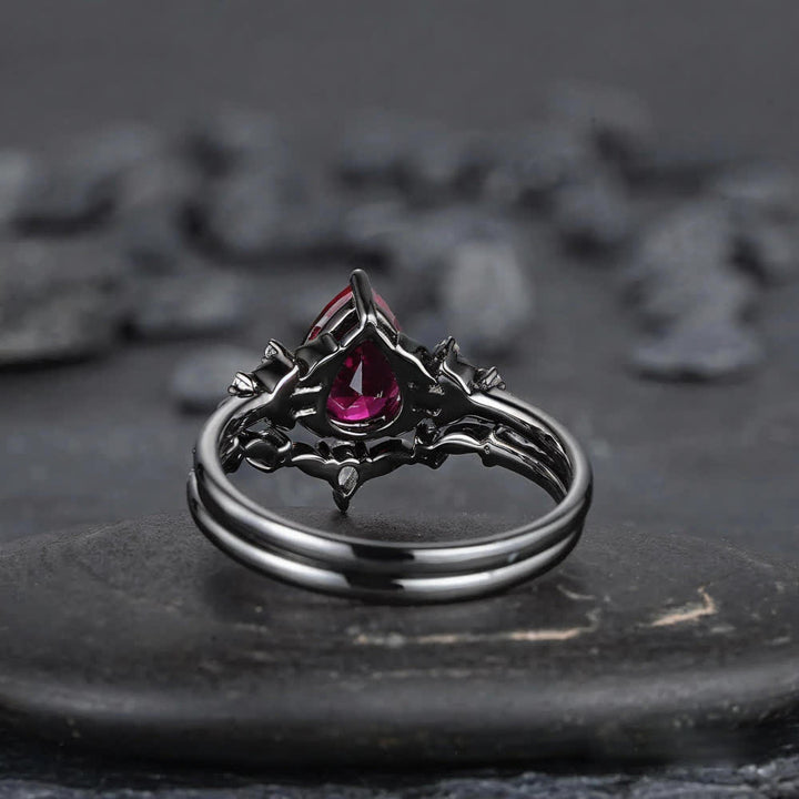 Olivenorma The Guardian's Crown Garnet & Obsidian Ring - image 8