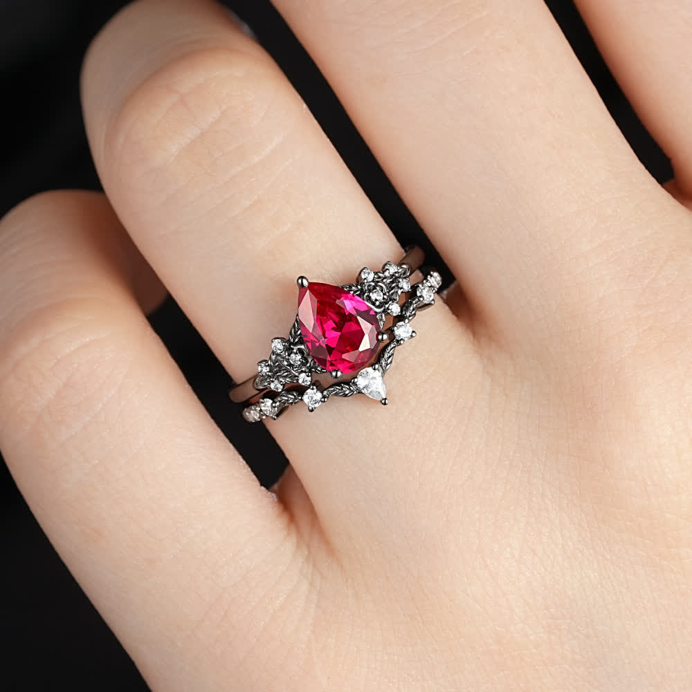 Olivenorma The Guardian's Crown Garnet & Obsidian Ring - image 2