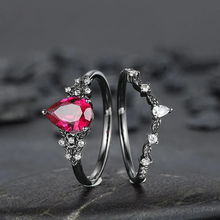 Olivenorma The Guardian's Crown Garnet & Obsidian Ring - image 6