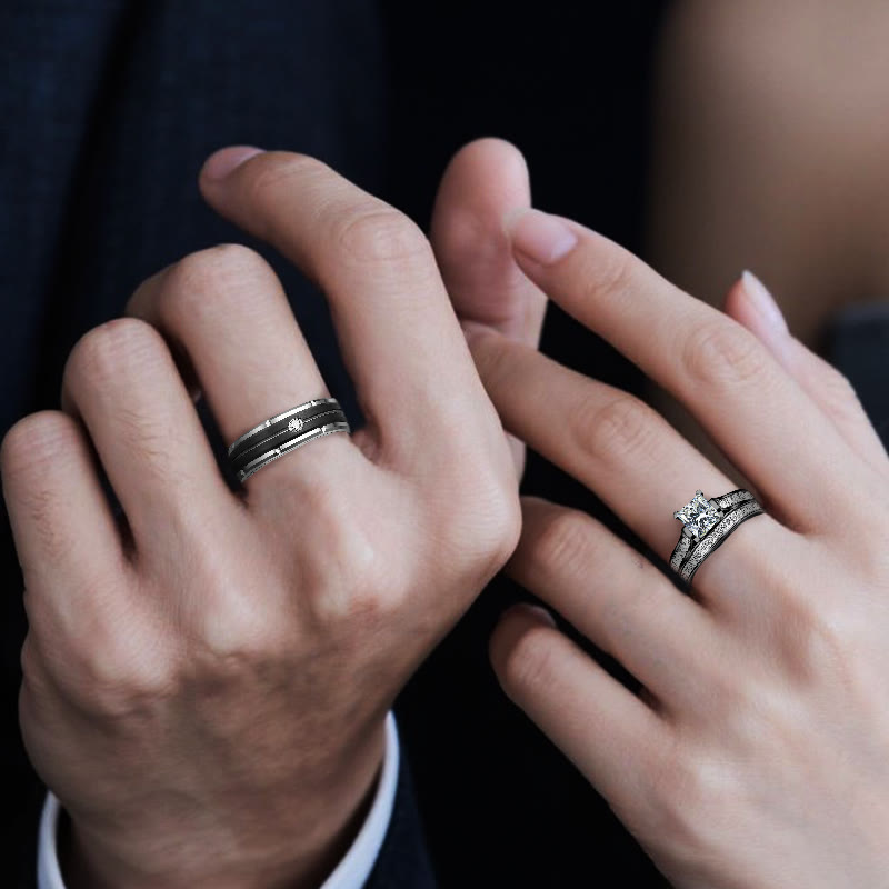 Olivenorma Orion Void Black Moissanite Couple Ring - image 1