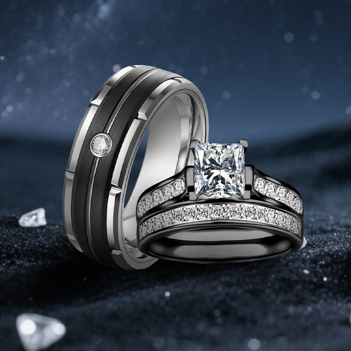 Olivenorma Orion Void Black Moissanite Couple Ring - image 6