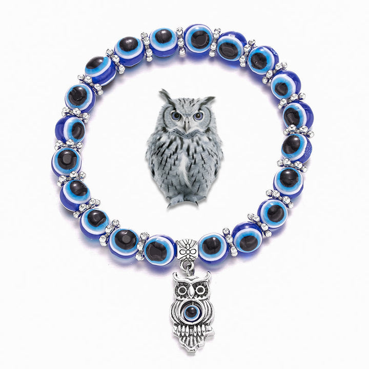 Olivenorma Double Guardians Evil Eye Animals Totem Beaded Bracelet - Owl - image 4