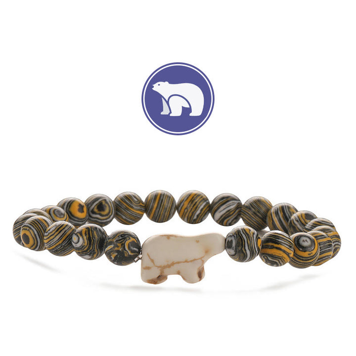 Olivenorma Polar Bear Gemstone Bracelet - Yellow Malachite - image 7