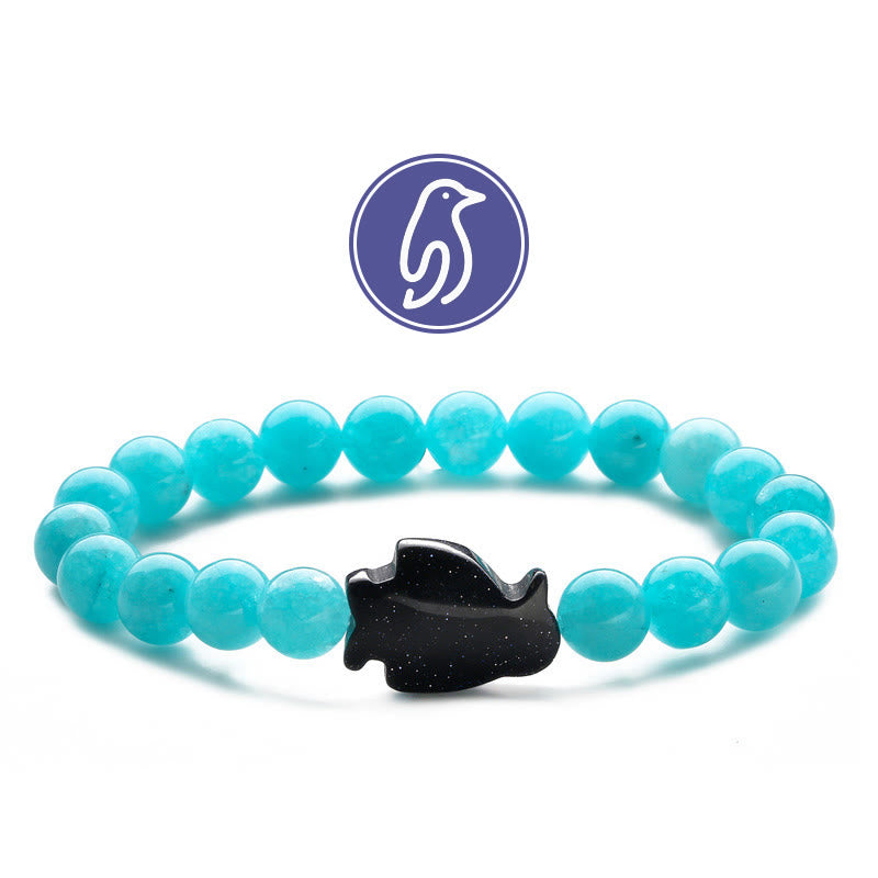 Olivenorma Penguin Guideline Gemstone Bracelet - Blue Crystal & Blue Sandstone - image 2