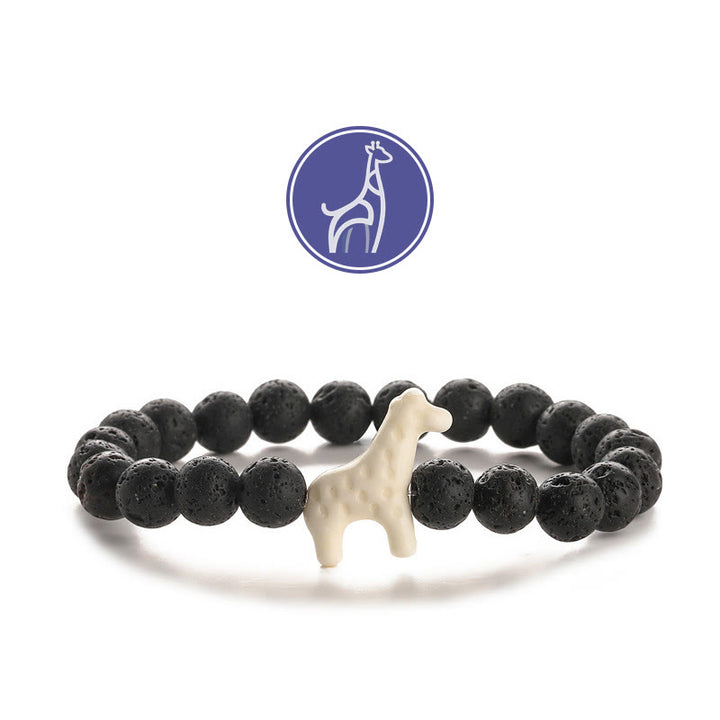 Olivenorma Giraffe Growth Gemstone Bracelet - White Giraffe - Lava Stone - image 3
