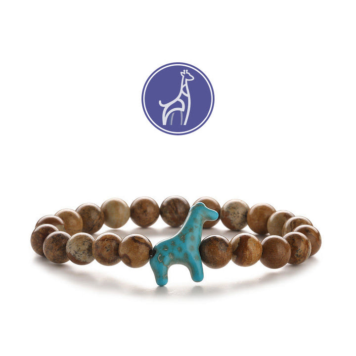 Olivenorma Giraffe Growth Gemstone Bracelet - Blue Giraffe - Picture Jasper - image 14
