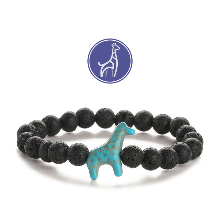 Olivenorma Giraffe Growth Gemstone Bracelet - Blue Giraffe - Lava Stone - image 4