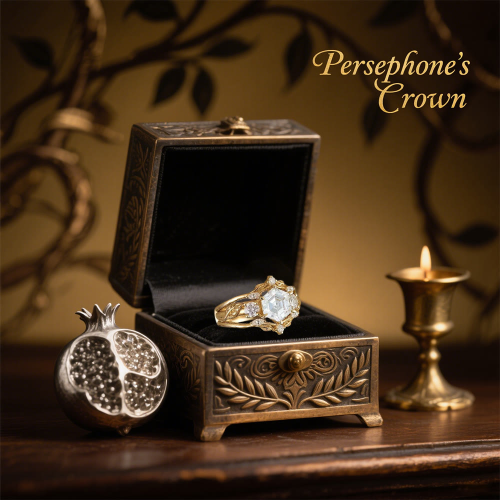 Olivenorma Persephone's Crown Hexagon Moissanite Ring - image 2