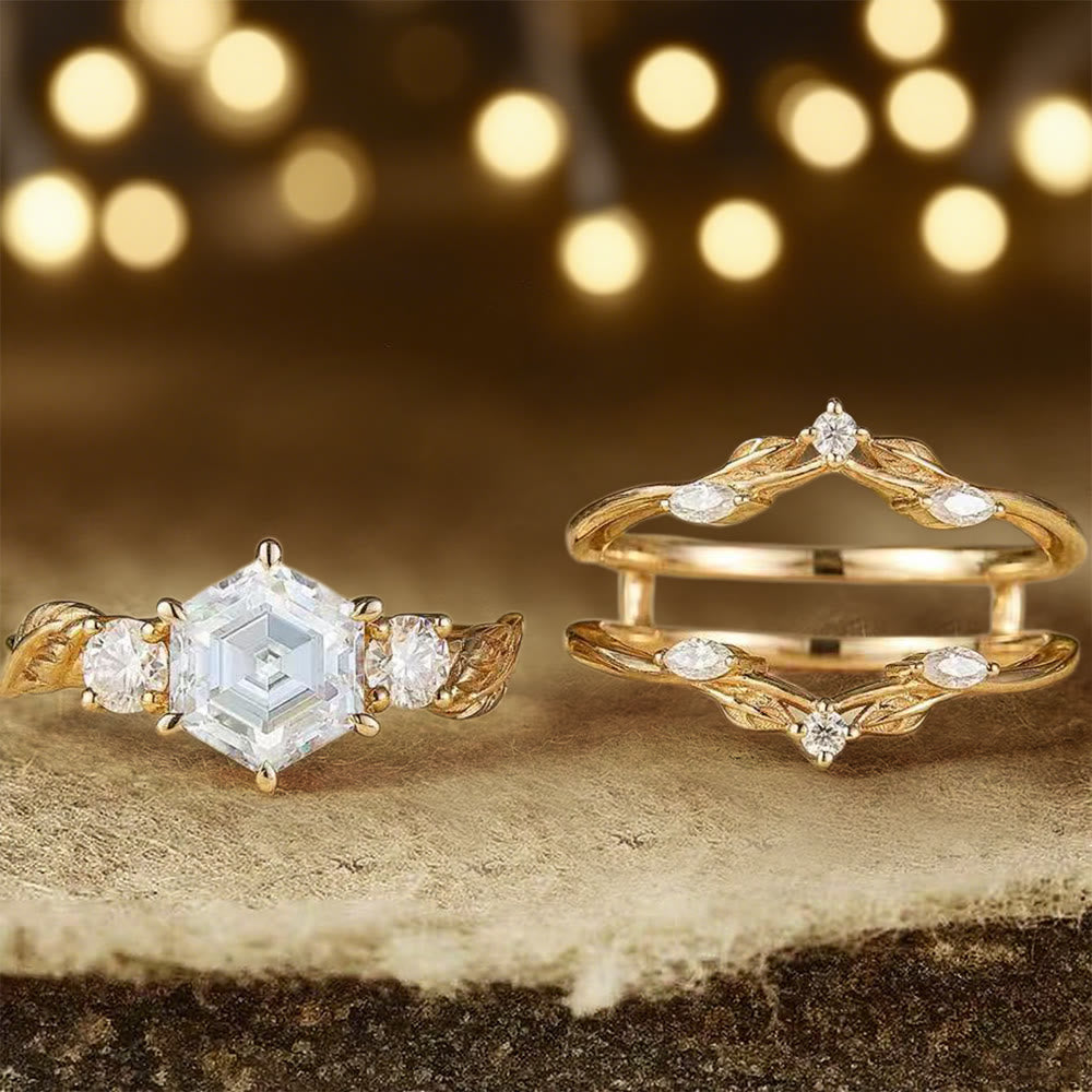 Olivenorma Persephone's Crown Hexagon Moissanite Ring - image 5