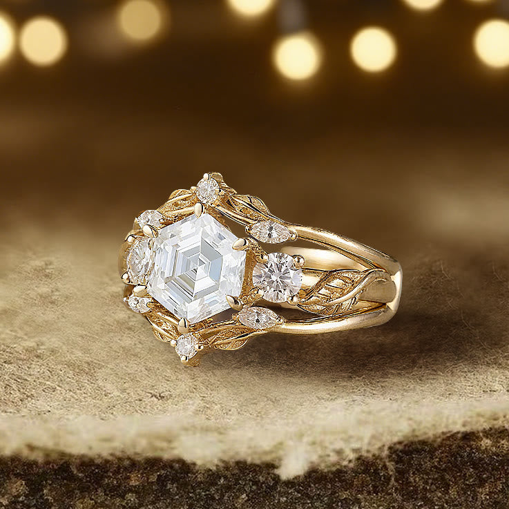 Olivenorma Persephone's Crown Hexagon Moissanite Ring - image 3